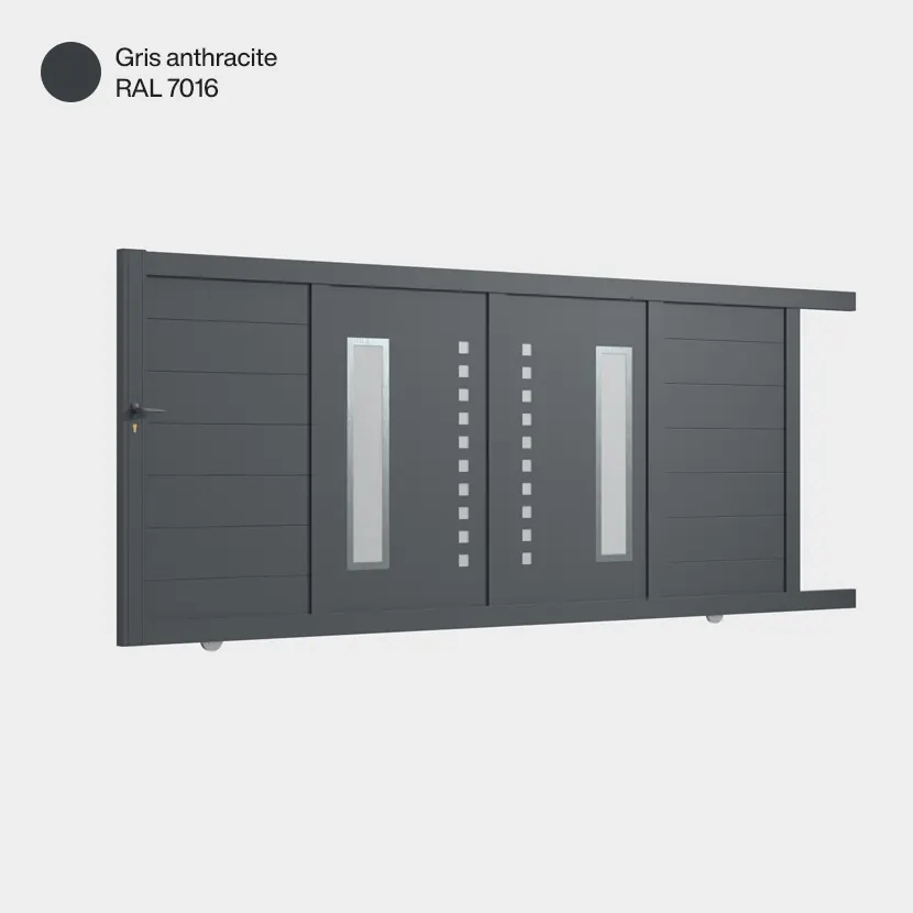 Portail aluminium: Portail coulissant Deauville Gris Anthracite RAL 7016
