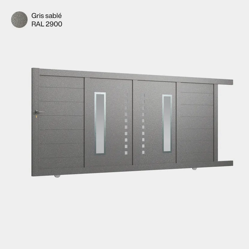 Portail aluminium: Portail coulissant Deauville Gris sable RAL 2900