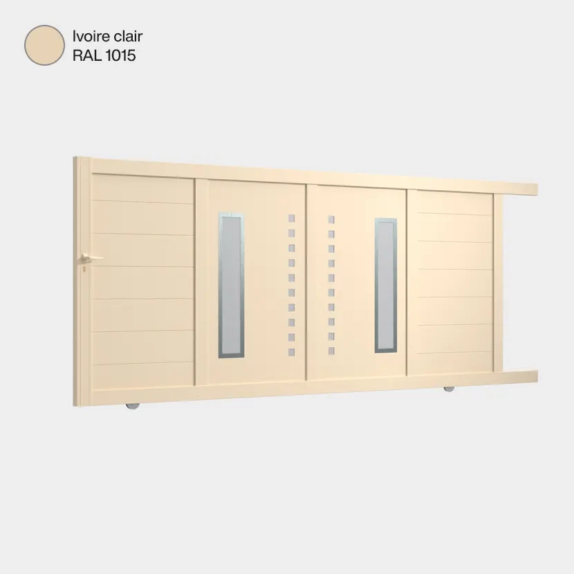 Portail aluminium: Portail coulissant Deauville Ivoire clair RAL 1015