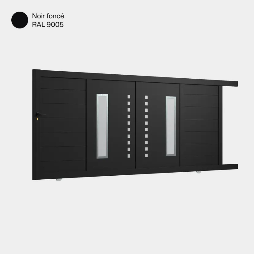 Portail aluminium: Portail coulissant Deauville Noir fonce RAL 9005