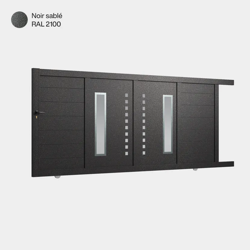 Portail aluminium: Portail coulissant Deauville Noir sable RAL 2100