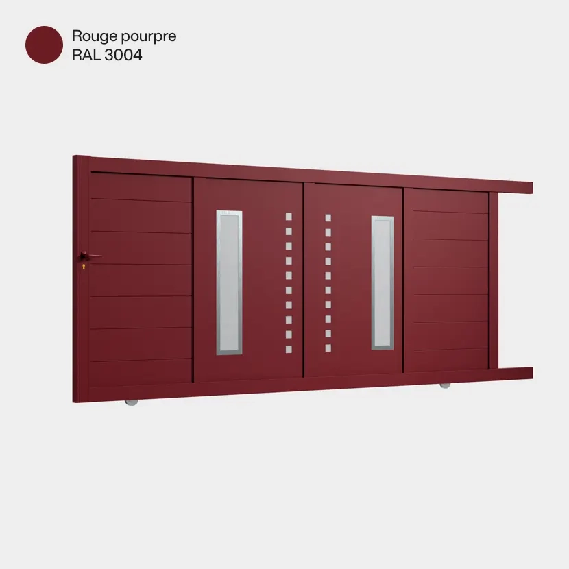Portail aluminium: Portail coulissant Deauville Rouge Pourpre RAL 3004