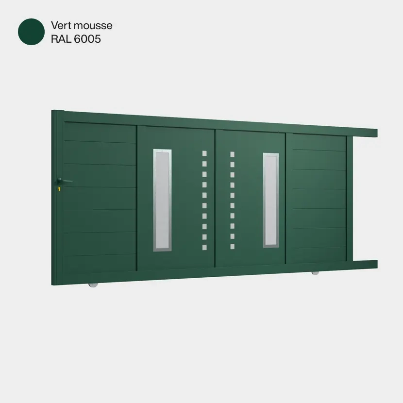 Portail aluminium: Portail coulissant Deauville Vert mousse RAL 6005