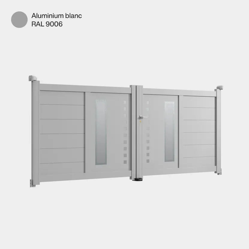 Portail aluminium: Portail double battant Deauville Aluminium Blanc RAL 9006