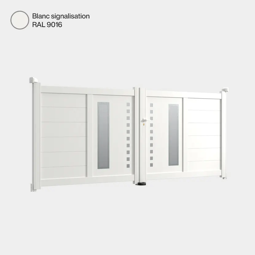Portail aluminium: Portail double battant Deauville Blanc signalisation RAL 9016