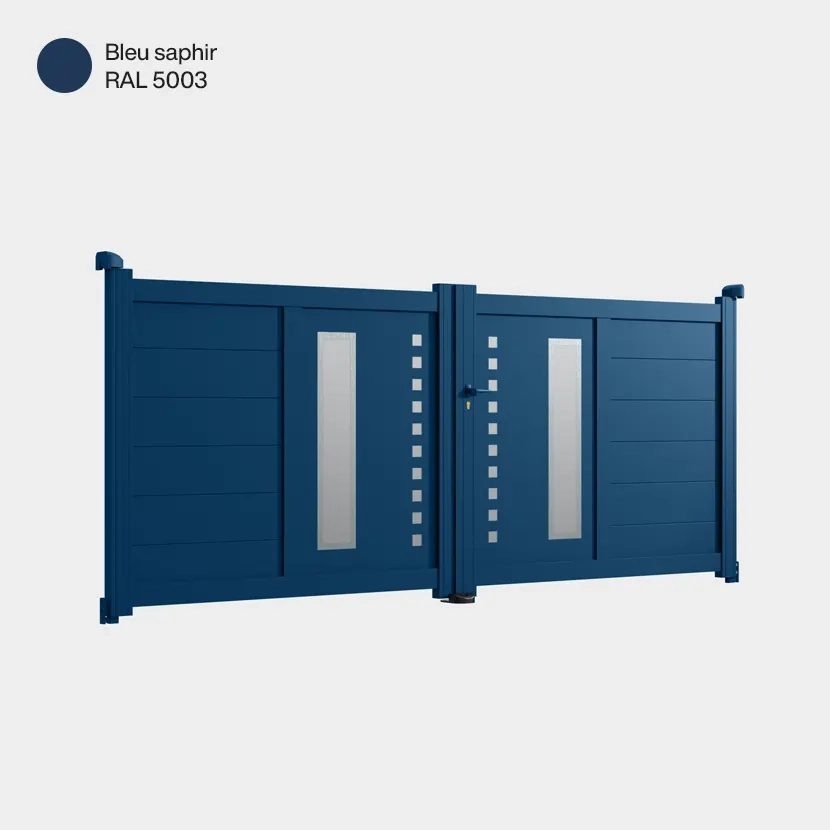 Portail aluminium: Portail double battant Deauville Bleu saphir RAL 5003