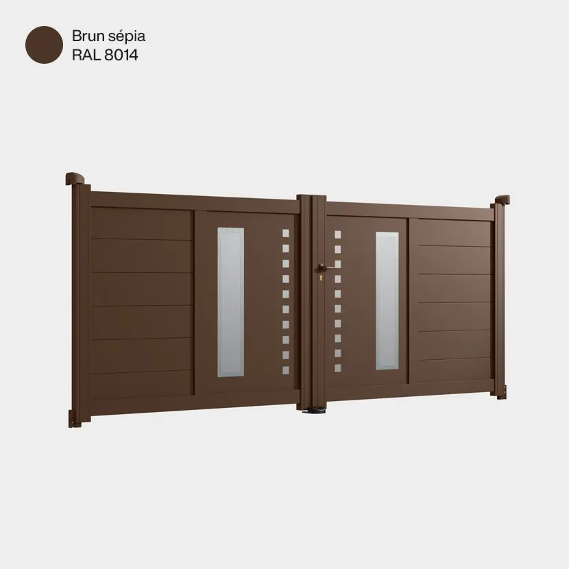 Portail aluminium: Portail double battant Deauville Brun sepia RAL 8014