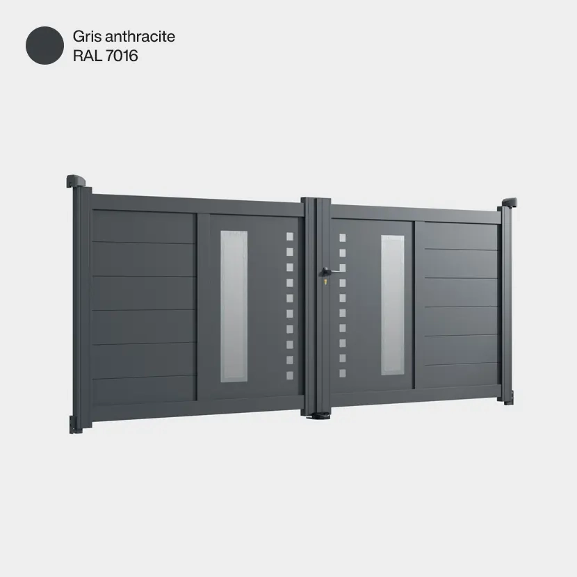 Portail aluminium: Portail double battant Deauville Gris Anthracite RAL 7016
