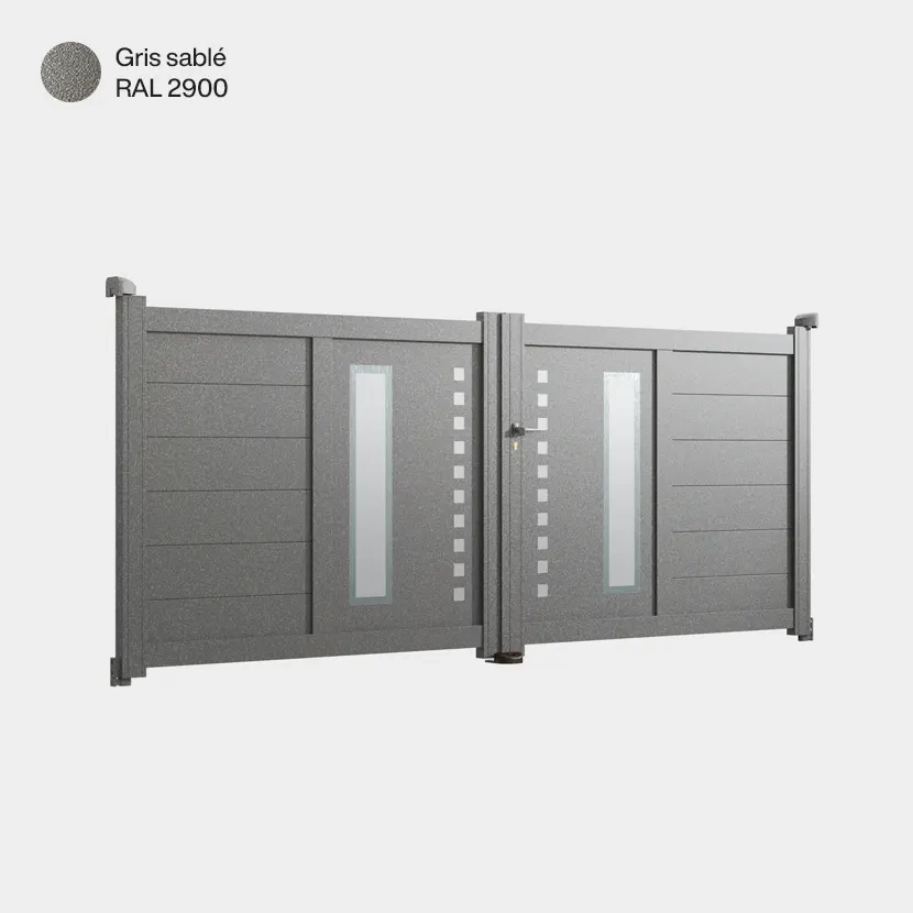 Portail aluminium: Portail double battant Deauville Gris sable RAL 2900