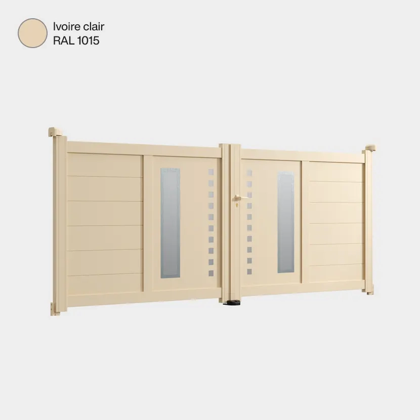 Portail aluminium: Portail double battant Deauville Ivoire clair RAL 1015