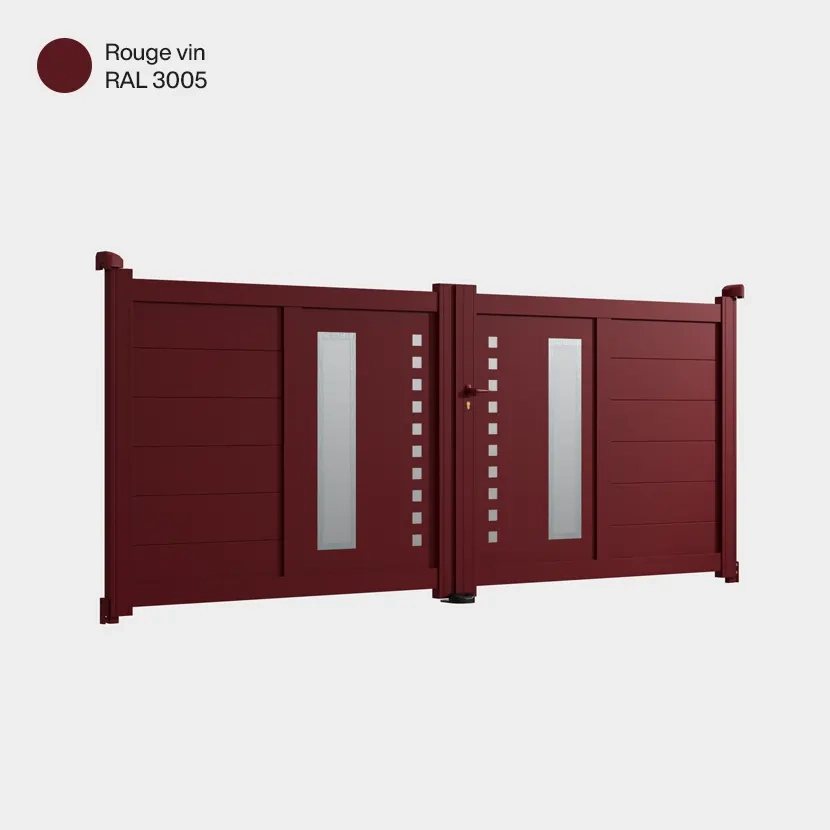 Portail aluminium: Portail double battant Deauville Rouge Vin RAL 3005