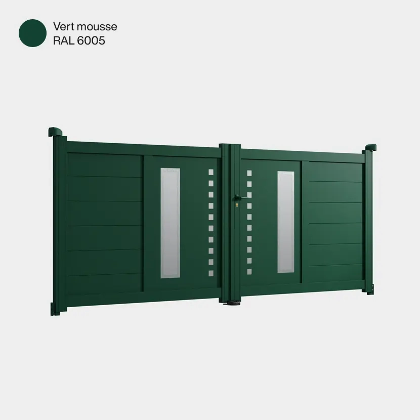 Portail aluminium: Portail double battant Deauville Vert mousse RAL 6005
