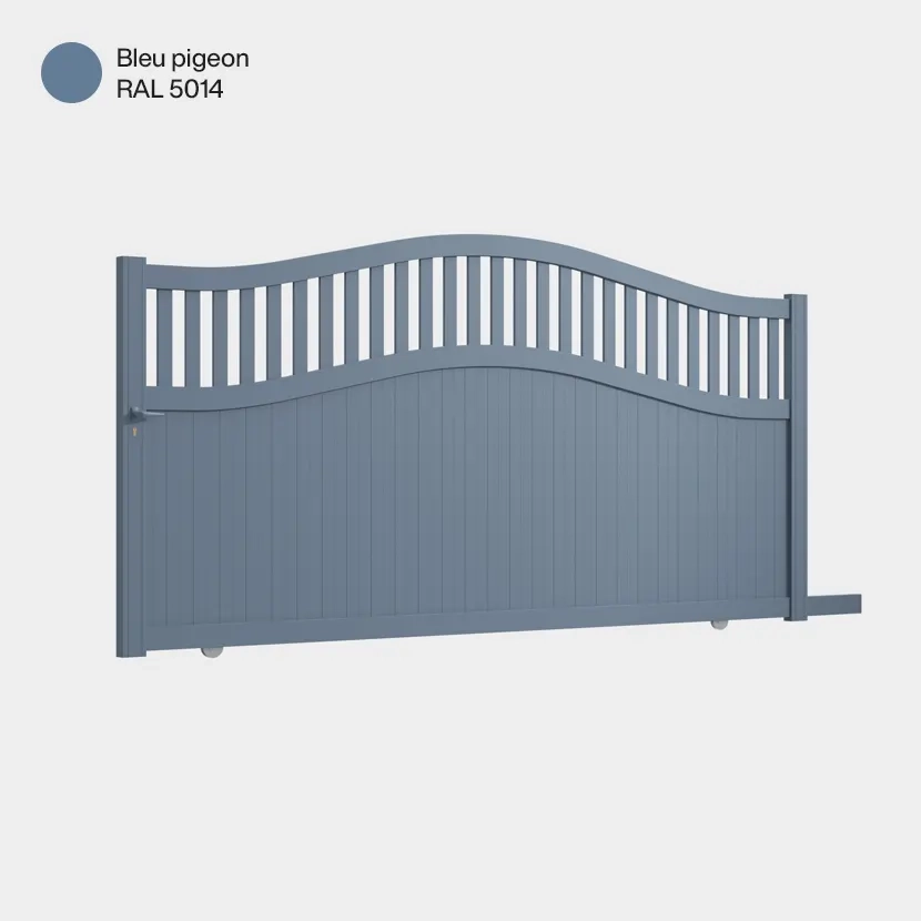 Portail aluminium: Portail coulissant Floride Bleu pigeon RAL 5014