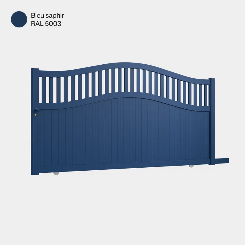 Portail aluminium: Portail coulissant Floride Bleu saphir RAL 5003