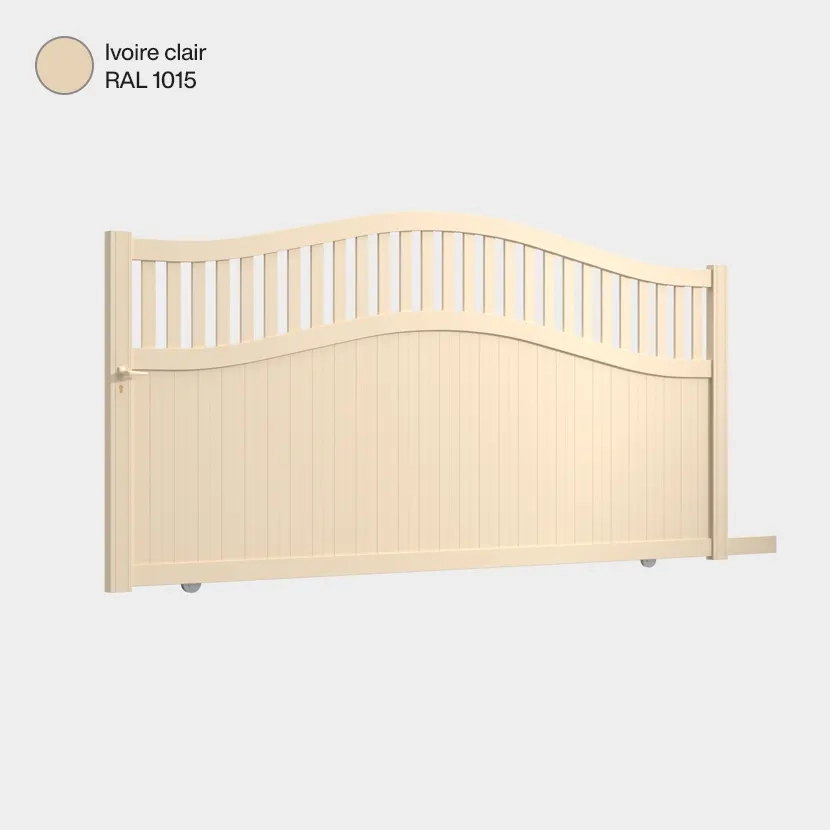 Portail aluminium: Portail coulissant Floride Ivoire clair RAL 1015