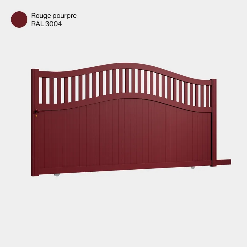 Portail aluminium: Portail coulissant Floride Rouge Pourpre RAL 3004