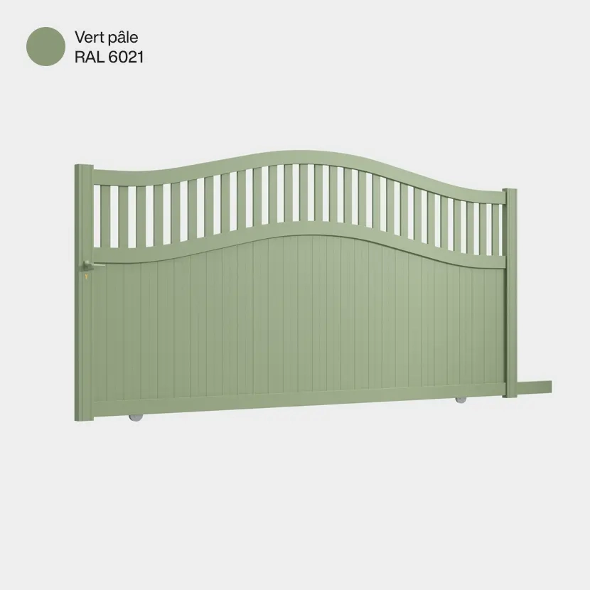 Portail aluminium: Portail coulissant Floride Vert pale RAL 6021