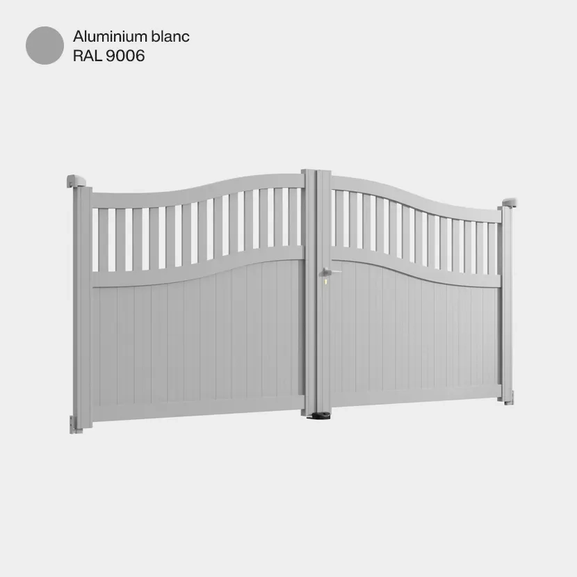 Portail aluminium: Portail double battant Floride Aluminium Blanc RAL 9006