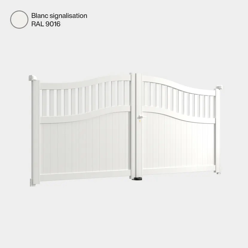 Portail aluminium: Portail double battant Floride Blanc signalisation RAL 9016