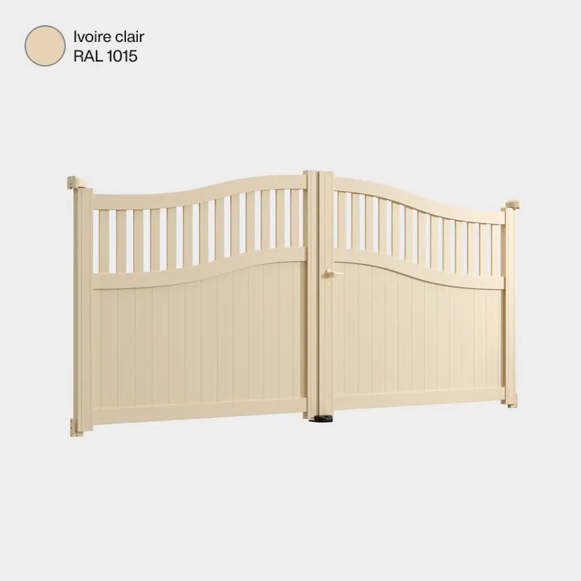 Portail aluminium: Portail double battant Floride Ivoire clair RAL 1015