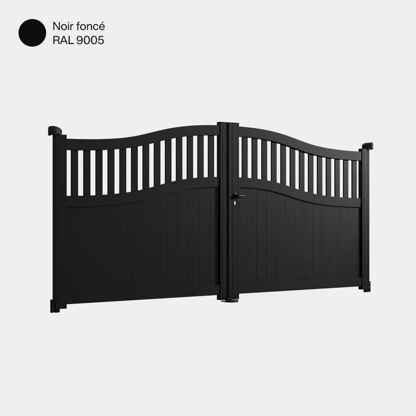 Portail aluminium: Portail double battant Floride Noir fonce RAL 9005