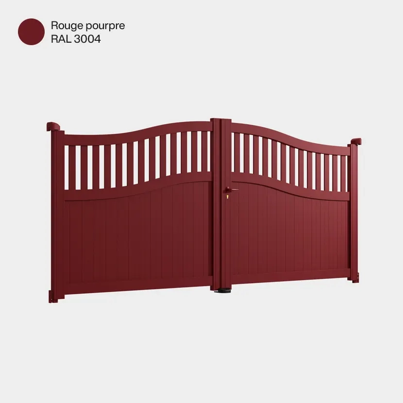Portail aluminium: Portail double battant Floride Rouge Pourpre RAL 3004