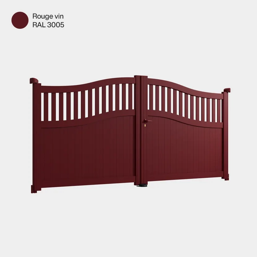 Portail aluminium: Portail double battant Floride Rouge Vin RAL 3005