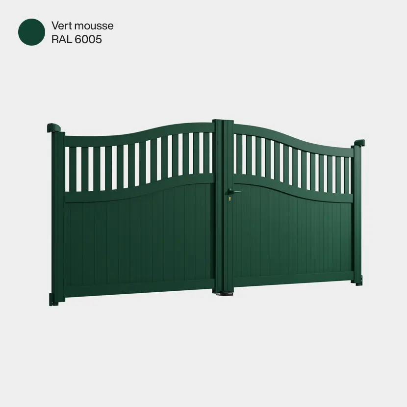 Portail aluminium: Portail double battant Floride Vert mousse RAL 6005