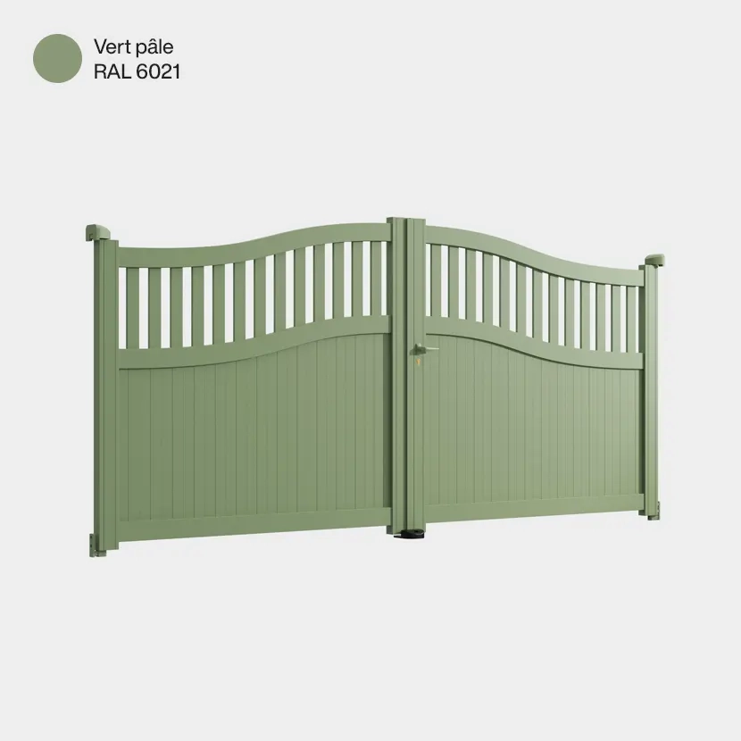 Portail aluminium: Portail double battant Floride Vert pale RAL 6021