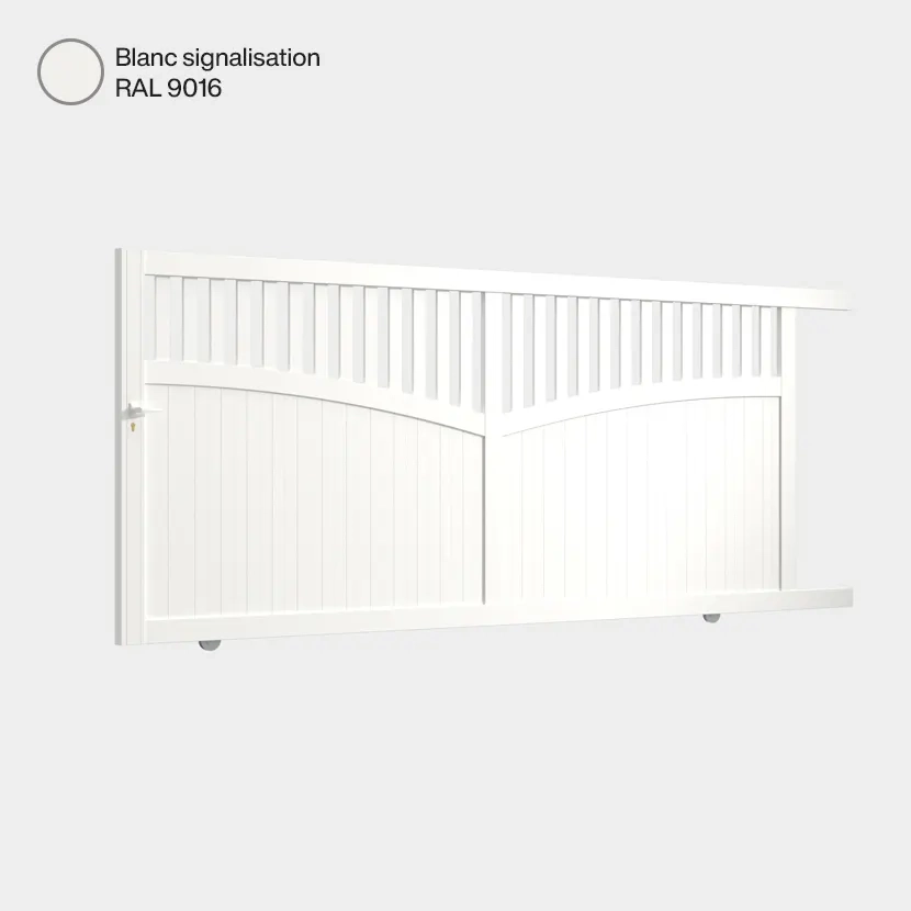 Portail aluminium: Portail coulissant Foca Blanc signalisation RAL 9016