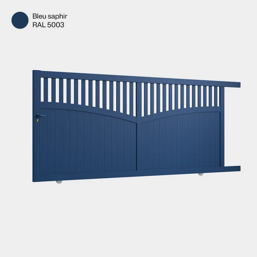 Portail aluminium: Portail coulissant Foca Bleu saphir RAL 5003