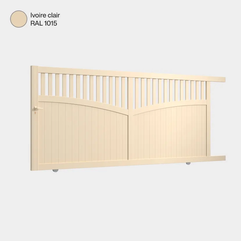Portail aluminium: Portail coulissant Foca Ivoire clair RAL 1015