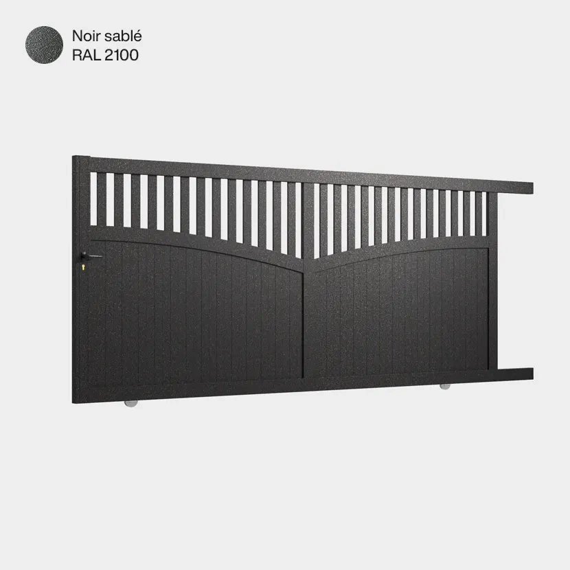 Portail aluminium: Portail coulissant Foca Noir sable RAL 2100
