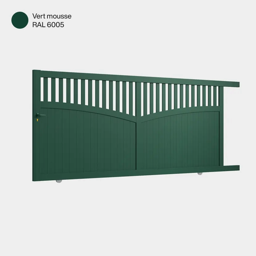 Portail aluminium: Portail coulissant Foca Vert mousse RAL 6005