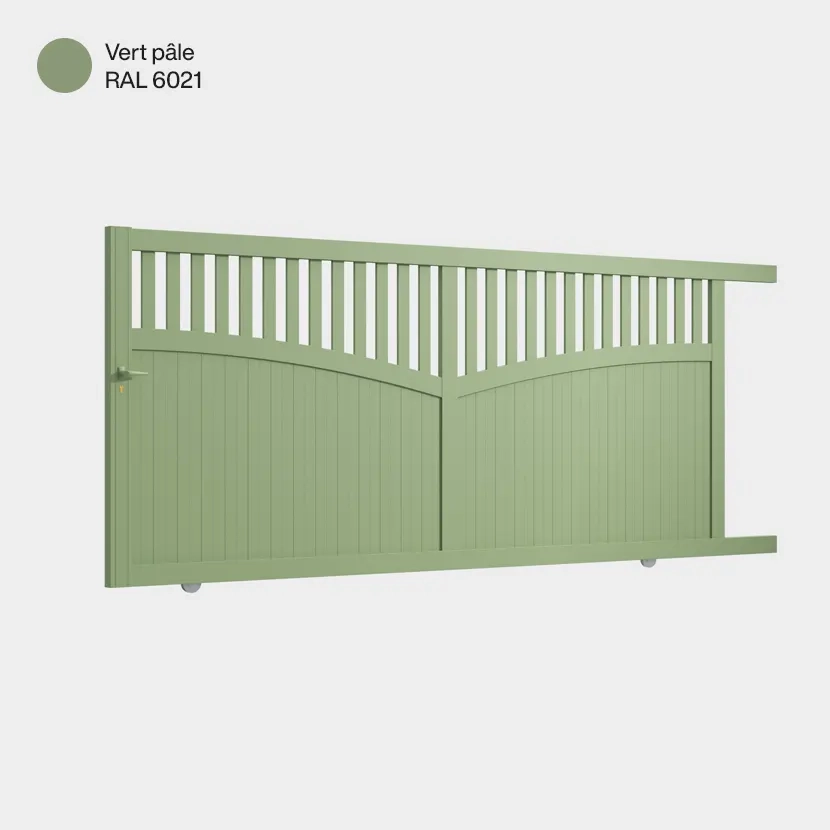 Portail aluminium: Portail coulissant Foca Vert pale RAL 6021