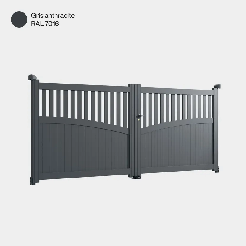 Portail aluminium: Portail double battant Foca Gris Anthracite RAL 7016