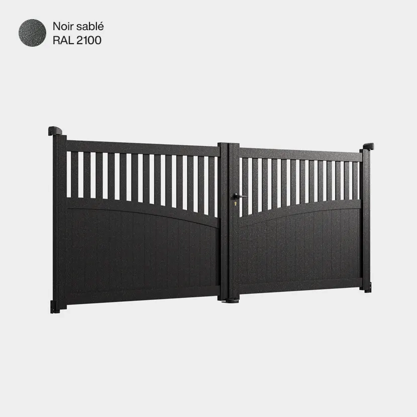 Portail aluminium: Portail double battant Foca Noir sable RAL 2100