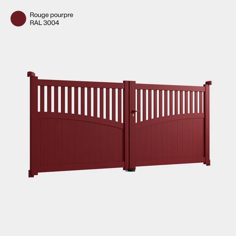 Portail aluminium: Portail double battant Foca Rouge Pourpre RAL 3004