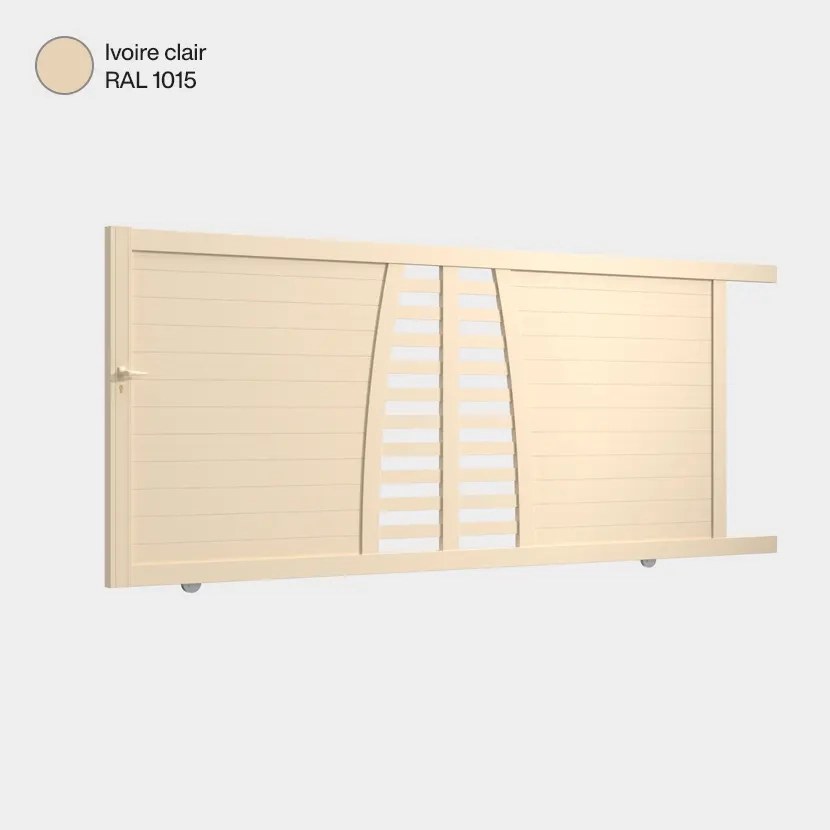 Portail aluminium: Portail coulissant Helsinki Ivoire clair RAL 1015