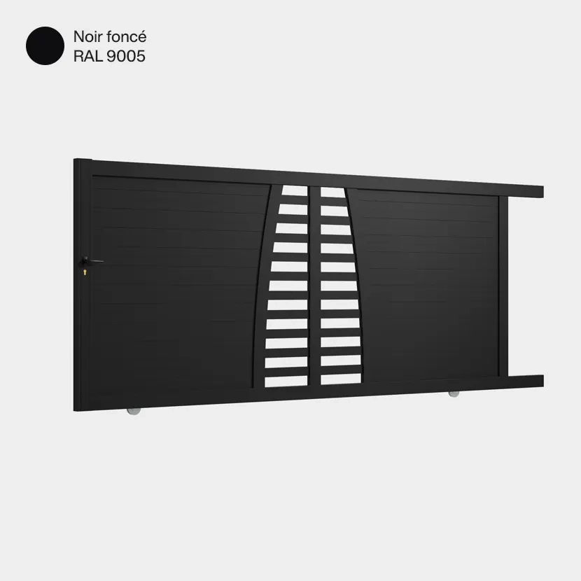 Portail aluminium: Portail coulissant Helsinki Noir fonce RAL 9005