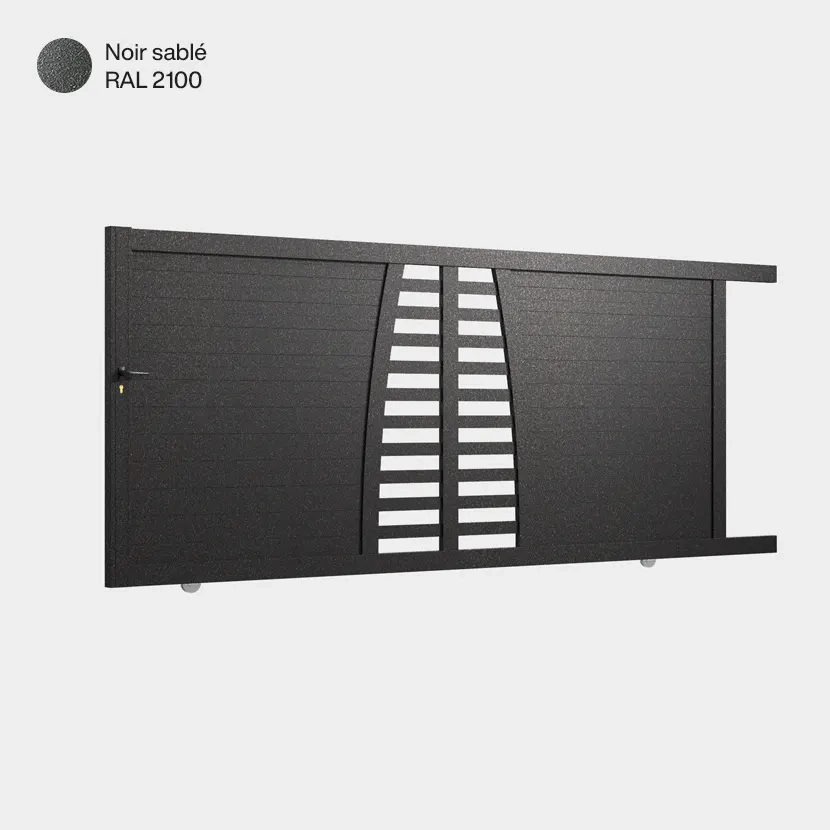 Portail aluminium: Portail coulissant Helsinki Noir sable RAL 2100