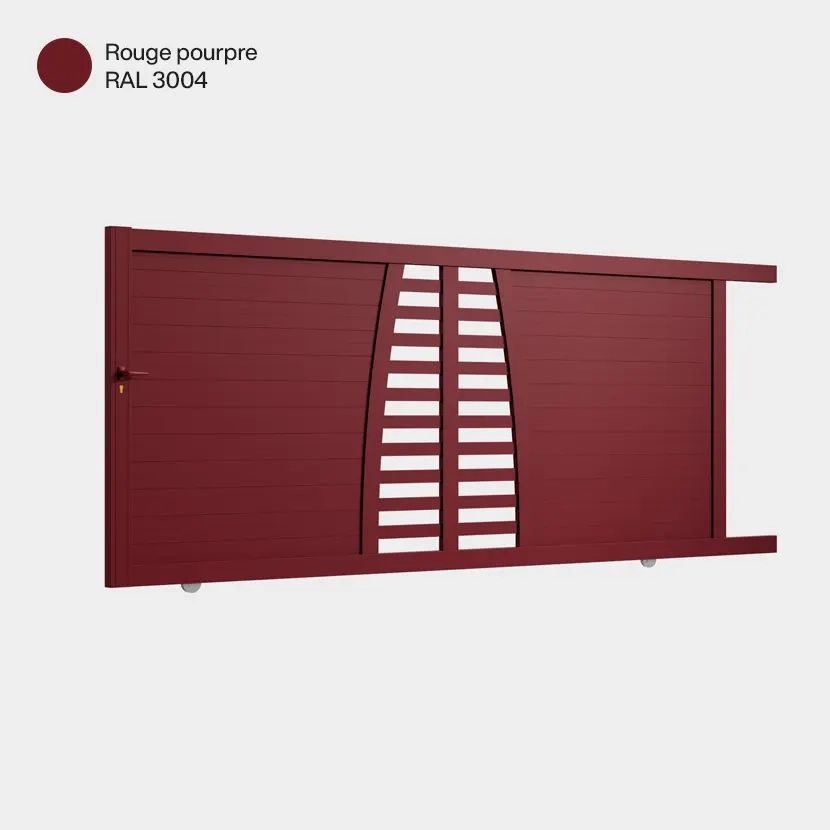 Portail aluminium: Portail coulissant Helsinki Rouge Pourpre RAL 3004