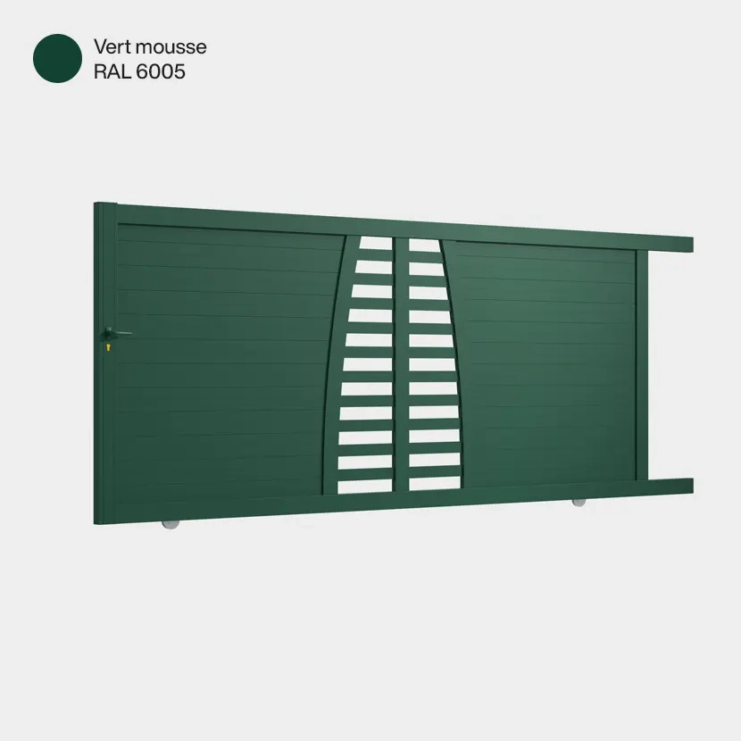 Portail aluminium: Portail coulissant Helsinki Vert mousse RAL 6005