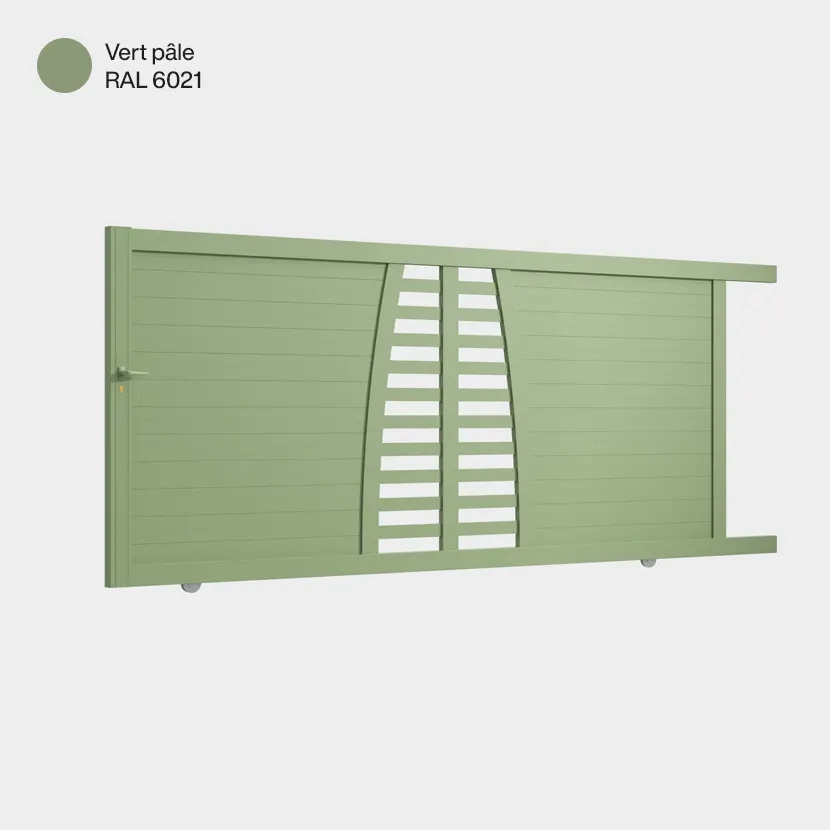 Portail aluminium: Portail coulissant Helsinki Vert pale RAL 6021