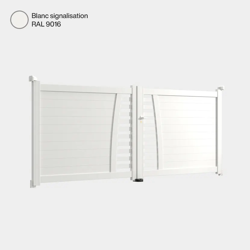 Portail aluminium: Portail double battant Helsinki Blanc signalisation RAL 9016