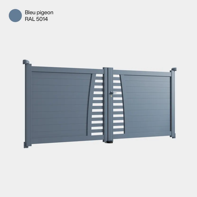 Portail aluminium: Portail double battant Helsinki Bleu pigeon RAL 5014