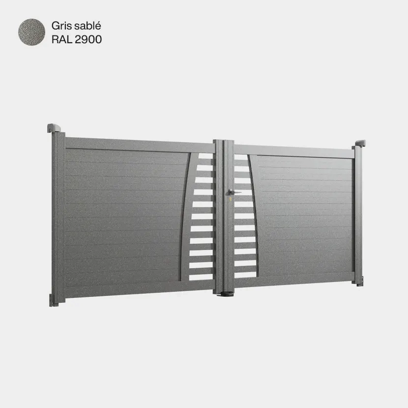 Portail aluminium: Portail double battant Helsinki Gris sable RAL 2900