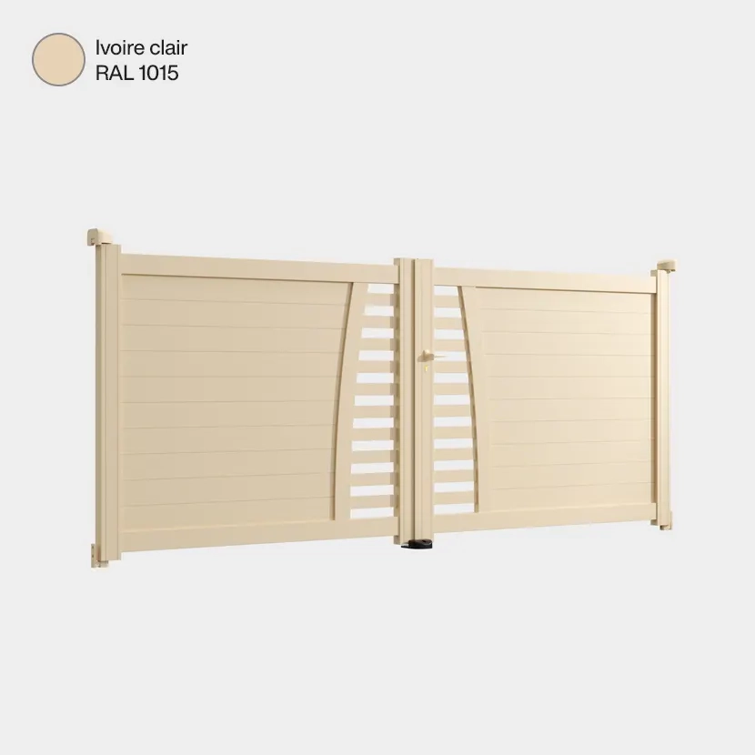 Portail aluminium: Portail double battant Helsinki Ivoire clair RAL 1015
