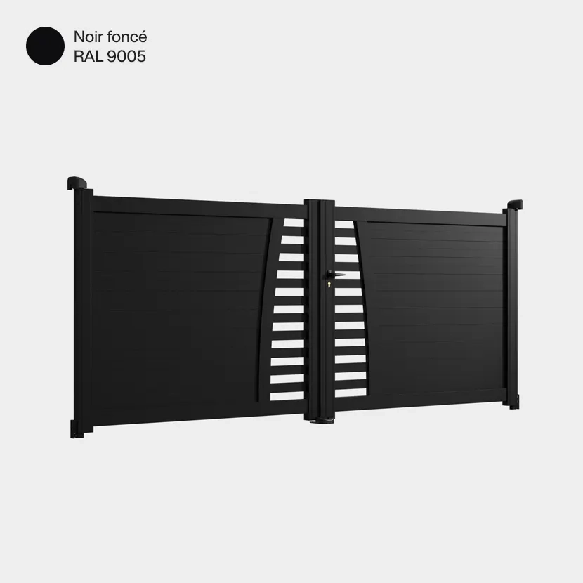 Portail aluminium: Portail double battant Helsinki Noir fonce RAL 9005