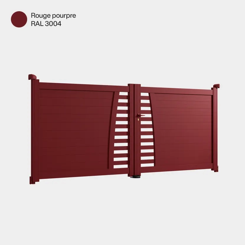 Portail aluminium: Portail double battant Helsinki Rouge Pourpre RAL 3004